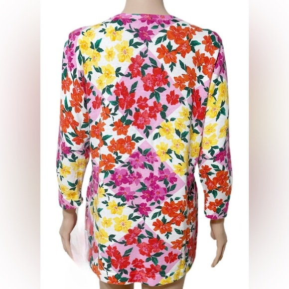 Isaac Mizrahi Women’s Cardigan M/L Knit Floral Button Front Multicolor - Picture 5 of 9